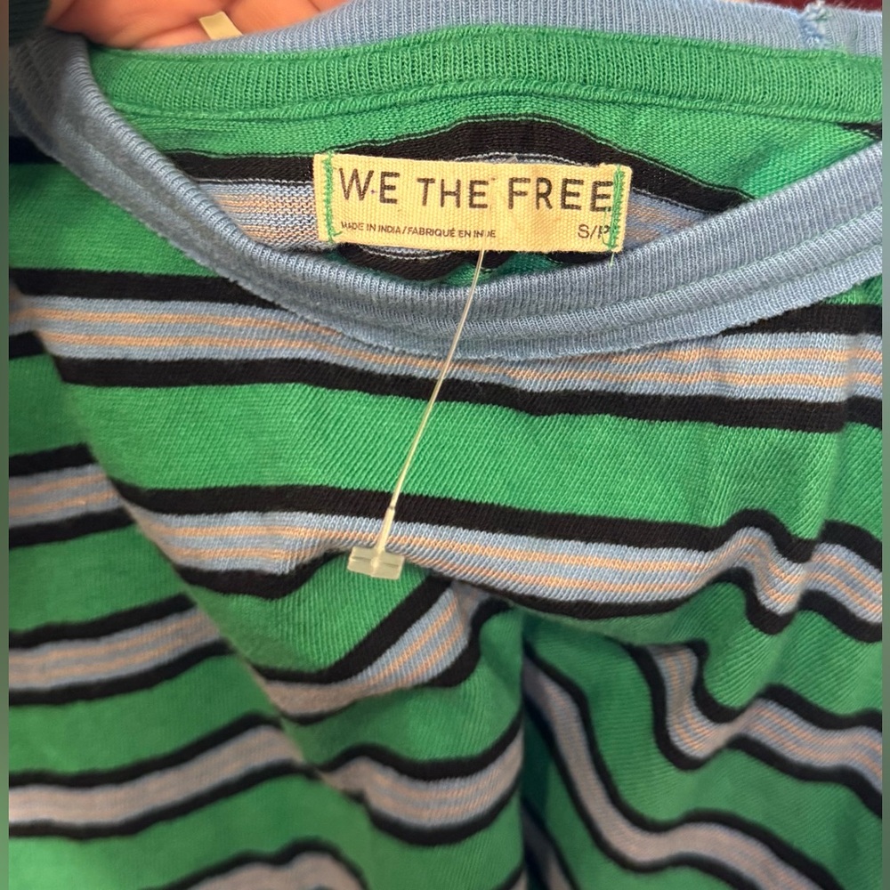NWOT Free People We The Free Clean Rugby Tee - clover combo green blue - Small - Picture 10 of 10